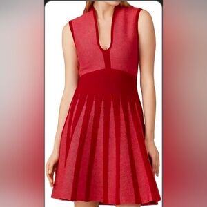 Emporio Armani Sleeveless Red V‑Neck Fit & Flare Mini Dress